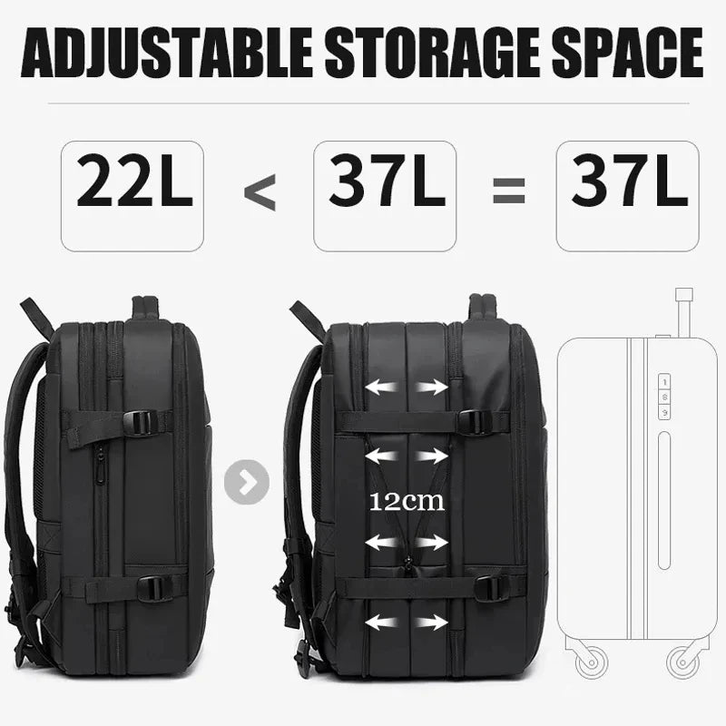 Travel Backpack - Expandable - USB - Waterproof